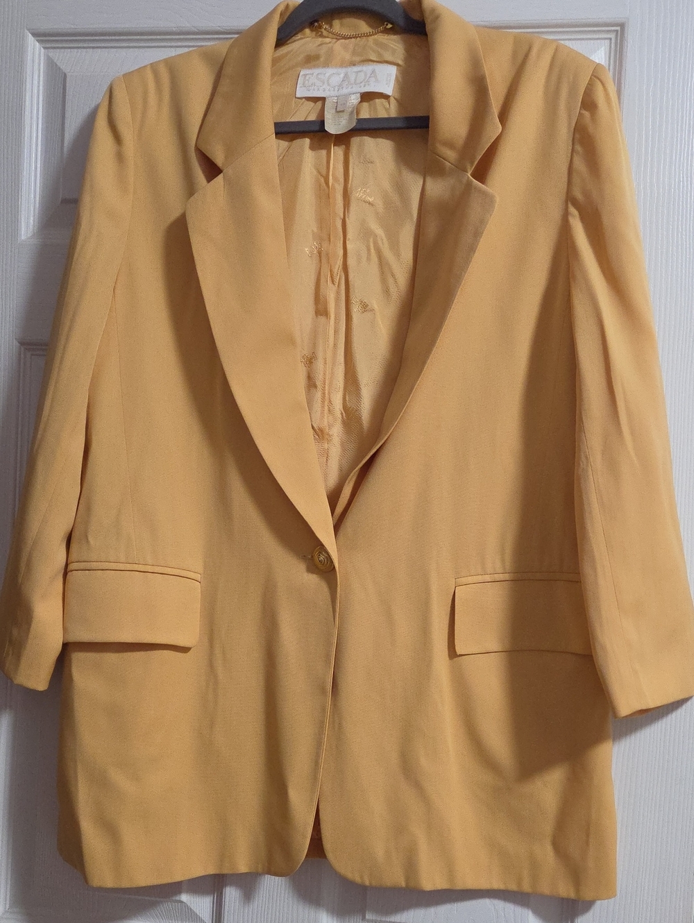 Vintage Escada Soft Mustard Goldyellow Single-Button Blazer